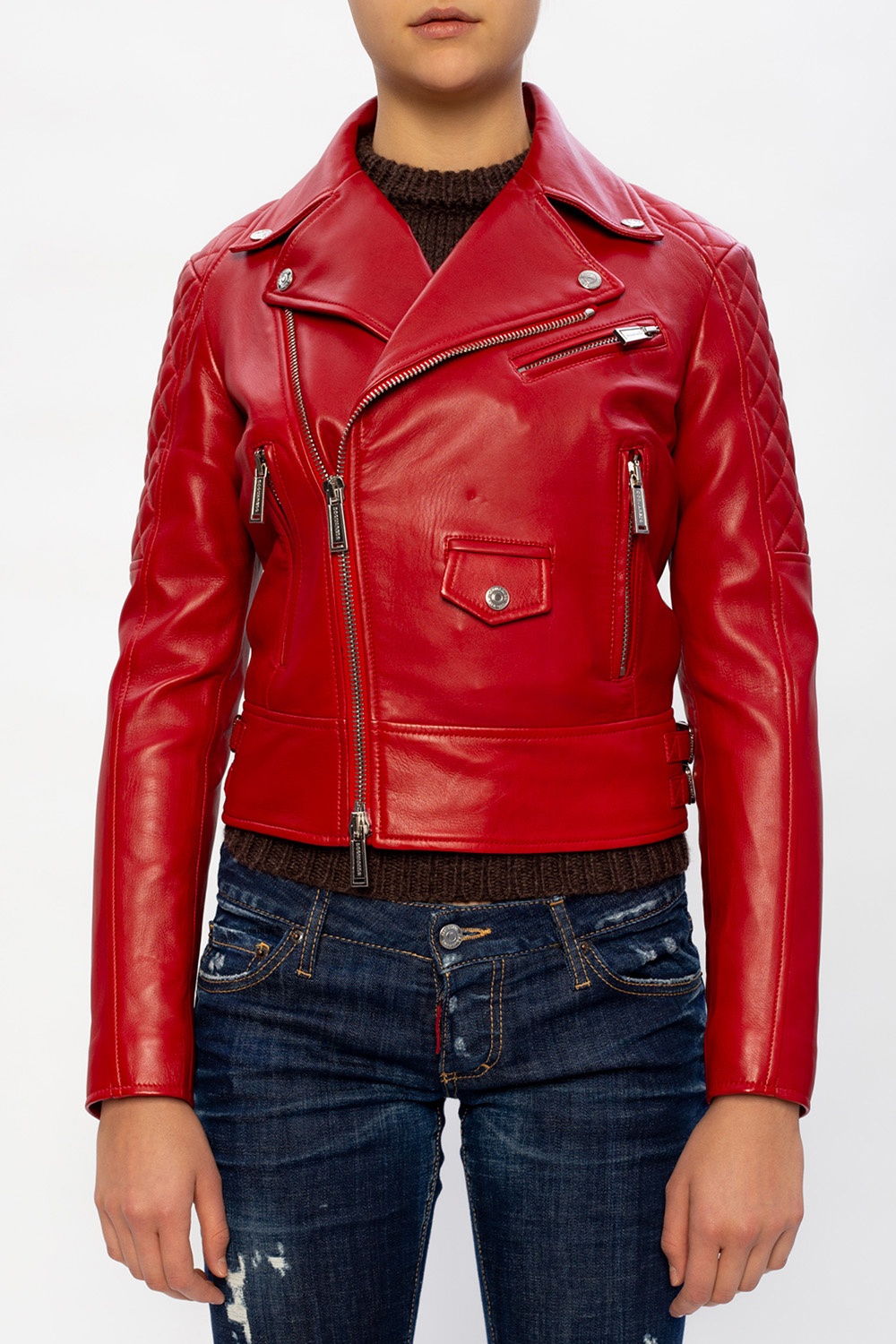 Dsquared leather jacket clearance womens